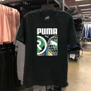 彪马(PUMA)2024男女情侣潮牌运动上衣宽松百搭短袖时尚休闲T恤休闲运动半袖尾货 黑色纯棉T恤-3691 S建议80-100斤