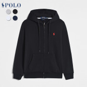 POLO SPORT RALPH LAUREN拉夫劳伦polo保罗卫衣春秋款男士开衫休闲纯棉印花小马标连帽卫衣 黑色红标 m码合适110-130斤