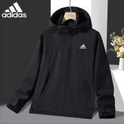 阿迪达斯 （adidas）三叶草男女情侣夹克冲锋衣户外防风登山服外穿春秋款ins清仓尾货 黑色 L