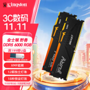 金士顿（Kingston） FURY台式机内存条 Beast野兽系列 DDR5 散热内存 电脑马甲条 单条 DDR5 6000频 野兽【电竞RGB】黑 16GB 1条