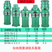 钱涛上海人民款QY油浸泵农田灌溉大流量农用深井三相抽水泵380v潜水泵 优惠价2.2kw系列口径下单备注