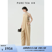 茶·愫【柟柏系列】puretea茶愫亚麻宽松直筒背带连体裤女2024春季新品 麦色 S