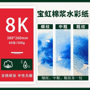 宝虹 水彩纸学院级棉浆水彩绘画纸初学者学生水彩颜料绘画用纸 8k 细纹+中粗+粗纹 共60张