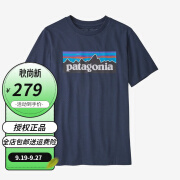 PATAGONIA儿童 P-6 Logo户外休闲有机棉透气圆领短袖T恤 巴塔哥尼亚62163 62163NENA海军蓝 L（身高140-150）