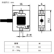 微型高精度S型拉压力传感器称重测力传感器5N1KG3KG5KG10KG20KG 测力范围01kg1916M3