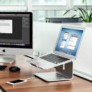 埃普 笔记本支架AP-2铝合金macbook办公室桌面旋转增高托架电脑架 银色