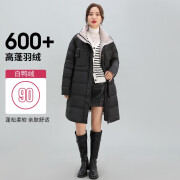 雅鹿【御寒防风保暖】冬季女款立领长款服白鸭绒时尚休闲百搭 1901黑色 S