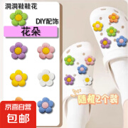 【适配crocs】洞洞鞋马卡龙色五瓣花朵洞洞鞋diy配饰花园鞋装饰 2个装【款式随机】