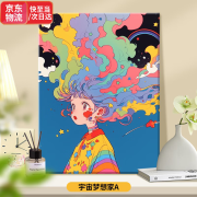 晴碧琳宇宙梦想家diy数字油画丙烯手工填充手绘插画油彩涂色画客厅装饰 宇宙梦想家a40*50内框