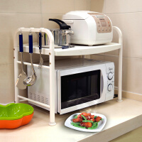 宝优妮微波炉架子厨房置物架调料架单双层免打孔可调高低白色台面收纳架烤箱架