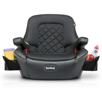 贝思贝特（besbet）汽车儿童安全座椅增高垫3-12岁ISOFIX硬接口便捷式通用简易安全坐垫 CS18-Q 珍珠黑
