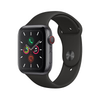 Apple Watch Series 5智能手表（GPS+蜂窝款 44毫米深空灰色铝金属表壳 黑色运动型表带 MWWE2