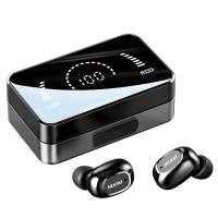 MC T5真无线蓝牙耳机降噪双耳入耳式运动跑步迷你隐形游戏通用于华为苹果vivo小米oppo荣耀手机 尊贵黑（智能数显/