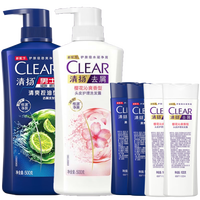 清扬去屑控油洗发水 蓬松洗发露 持久留香洗头膏洗发液男女士 控油500g+樱花500g+100g*4