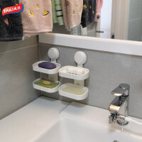 太力肥皂盒壁挂式香皂盒免打孔浴室卫生间吸盘置物架可沥水双层1个