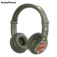 BuddyPhones Play学生儿童耳机头戴式 无线蓝牙带麦克风话筒 网课学习英语口语在线教育降噪耳麦 绿色