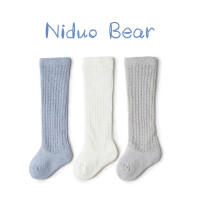 尼多熊婴儿长筒袜儿童袜子夏季薄款网眼透气棉袜过膝袜新生儿宝宝袜防蚊不勒腿 6-12个月 WZ-24 3双装