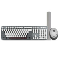 镭拓 Rantopad RF104无线键盘鼠标套装 办公键鼠套装 便携 仿古圆点键盘 鼠标 鼠标垫套装 寂静灰