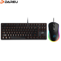 达尔优（dareu）DK100+EM908游戏鼠标 有线键鼠套装 游戏键鼠套装 全键无冲 双色注塑 真机械 87黑轴