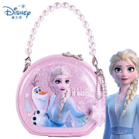 迪士尼 手提包 儿童包包冰雪艾莎公主斜挎包 时尚流动流沙包面洋气女孩女童单肩背包 粉色