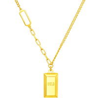 周大福520礼物 金条金砖黄金项链(工费880)40cm 约7.3g F226470
