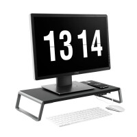 埃普（UP）电脑显示器增高架笔记本支架铝合金多功能桌面置物架键盘收纳架带4口USB接口 ID-20U黑色