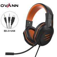 欧凡（OVANN）X27 游戏耳机 电脑耳机带麦 耳机头戴式 电竞耳机 网课学习耳机 吃鸡耳机 (黑橙)