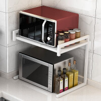 四季沐歌（MICOE） 厨房置物架 可伸缩微波炉架双层不锈钢烤箱架子厨房收纳架白色