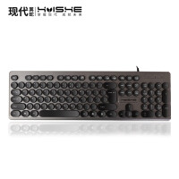 现代翼蛇(HYesir)有线超薄键盘 USB巧克力办公键盘 圆键帽蒸汽朋克 笔记本台式通用键盘K120
