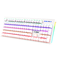 微星（MSI）GK50Z 机械键盘 青轴 RGB光效 有线 游戏电竞办公键盘 104键 吃鸡键盘 白色
