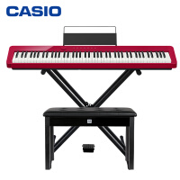卡西欧（CASIO）电钢琴PX-S1000RD智能触摸屏 88键重锤纤薄便携双电时尚红色单机+X琴架+礼包