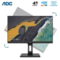 AOC电脑显示器 27英寸 4K高清 Type-C 65W反向充电 IPS技术屏 旋转升降  家用设计办公TUV低蓝光 