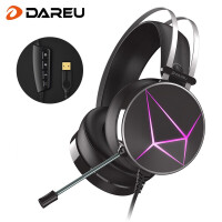 达尔优(dareu) EH722线控版 游戏耳机 头戴式耳机带麦 电脑耳机 电竞耳机 降噪耳机 虚拟7.1声道 RGB 黑色