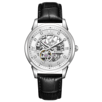 宝时捷（POSCER）手表镂空机械表男士皮带自动机械男手表520送男友礼物50032M.WBW