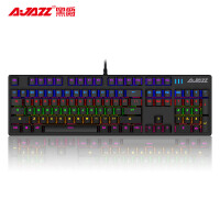 黑爵（AJAZZ）机械战警 有线机械键盘 游戏键盘 104键 混光 电脑外设吃鸡 黑色 红轴