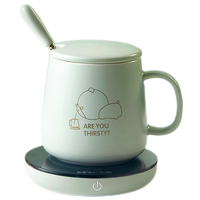 小熊（Bear）保温杯垫电热杯垫陶瓷杯 恒温加热器 暖杯器办公室茶座暖奶器 暖暖杯 生日礼物送女友老婆 杯垫+陶瓷杯+勺子 DRBD-A16B1 0.3L