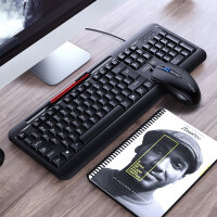 银雕 有线键盘 笔记本台式电脑USB通用办公 游戏键盘防水键盘 发光键鼠套餐 商务黑键盘+【G2商务发光鼠标】