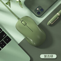 B.O.W航世 M137U 鼠标 有线鼠标 静音办公 磨砂便携对称鼠标 笔记本电脑鼠标 复古绿