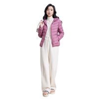 鸭鸭佟丽娅同款轻薄羽绒服女新款时尚修身短款冬连帽轻便时尚外套KXM 格调紫 S