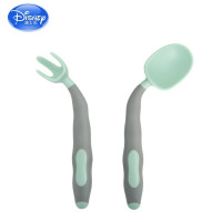迪士尼（Disney）儿童硅胶勺 宝宝碗勺叉子餐具新生儿可弯头勺叉套装婴儿勺子辅食硅胶勺 叉子+ 勺子（巢湖绿）
