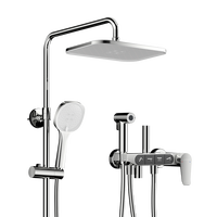九牧（JOMOO）淋浴花洒全套装自动除垢方形大顶喷淋浴器大置物增压喷枪淋雨花洒 琴雨钢琴按键花洒36646【枪灰】