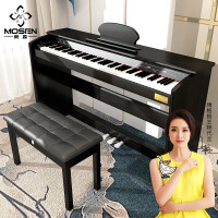 莫森(mosen)智能电钢琴MS-106P黑色 数码钢琴88键升级重锤版 专业级+原装琴架+三踏板+双人琴凳大礼包