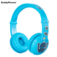 BuddyPhones Play学生儿童耳机头戴式 无线蓝牙带麦克风话筒 网课学习英语口语在线教育降噪耳麦 蓝色