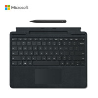 微软 Surface Pro 典雅黑特制版专业键盘盖+超薄触控笔2 适用Pro 8/Pro X Alcantara材质 磁性吸附接口