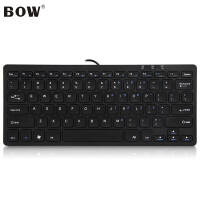 航世（BOW）HW098A键盘 有线键盘 办公键盘 超薄便携键盘 78键 台式笔记本键盘 静音巧克力按键 黑色 自营