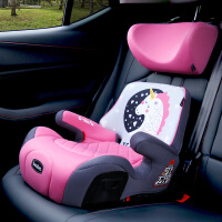 贝思贝特（besbet）汽车儿童安全座椅增高垫3-12岁isofix便捷式通用车载简易坐垫 独角兽+粉色头枕