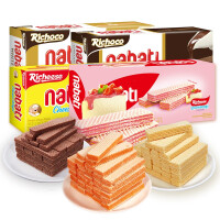 印尼进口 纳宝帝 丽芝士（Richeese）休闲零食 奶酪草莓香草巧克力芝士威化饼干礼盒糕点 580g