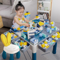 斯纳恩（Snaen）积木桌子大颗粒儿童玩具男孩女孩多功能拼装小孩玩具收纳学习桌3-6岁礼物 1桌1椅+197大滑道