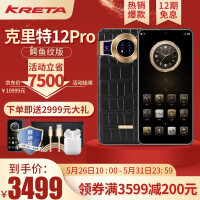 克里特12Pro高端轻奢商务智能手机新品支持5g卡6000毫安大电池 鳄鱼纹黑色 8+256GB