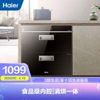 海尔（Haier）消毒柜 二星级 光波巴氏消毒 自动烘干 嵌入式消毒柜 100L 碗筷消毒 ZQD100F-12LCS1